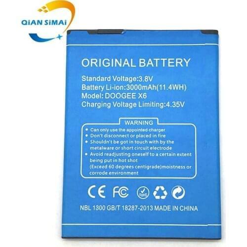 1PCS New DOOGEE X6 3000mAh Li-ion Battery Replacement For Doogee X6 Pro Cell Phone + Tracking Code
