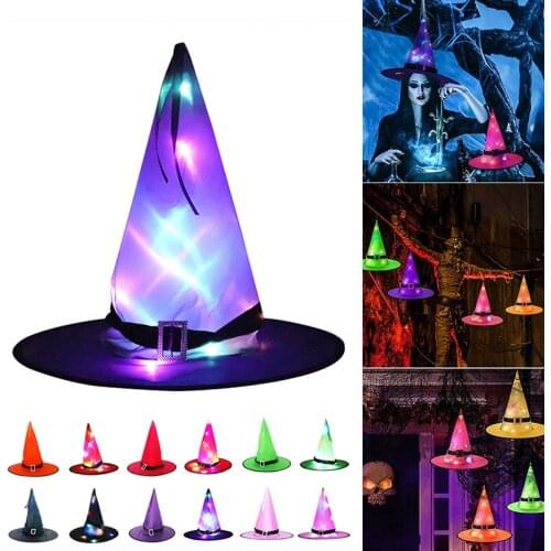 Halloween LED Glowing Witch Hat Party Costume Cosplay Props Yard Tree Party Festival Decorations For Indoor Outdoor Supplies