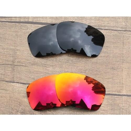 Vonxyz 2 Pairs Stealth Black & Ruby Mirror Polarized Replacement Lenses for-Oakley Scalpel Frame