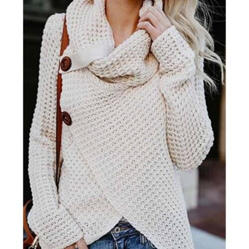 Sweaters Women Invierno 2021 Scalf Collar Casual Turtleneck Cropped Cardigan Women Black Red Blue Fall Woman Sweaters