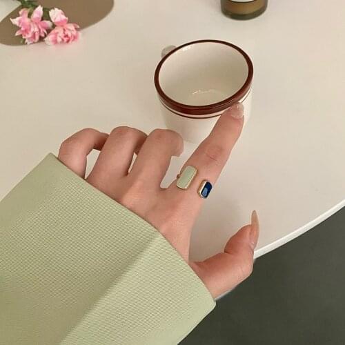 2021 Fashion French Style Retro Romantic Color Matching Drop Glaze Gold Open Rings For Woman Jewelry Party Girls' Ring