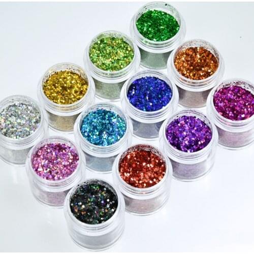 1Bottle Laser Nail Glitter Sequins 3D Mixed Hexagon Designs Holographic Nail Pailette Powder Manicure Nail Art Decorations T/MA1