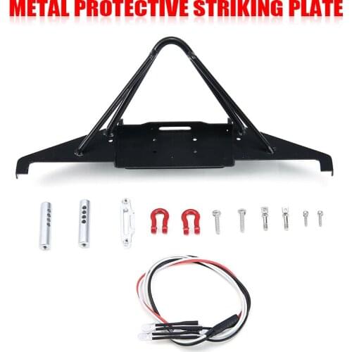 1pc Aluminum Alloy RC Car Front Bumper Bracket with LED Lights for 1/10 Axial SCX10 II 90046 90047 RC Crawler Car