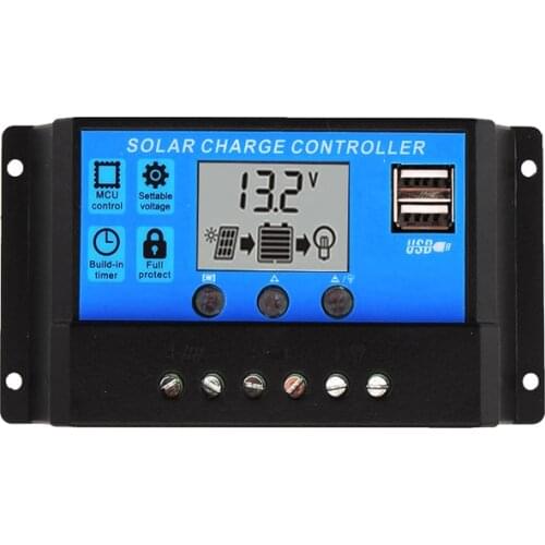 10A 20A 30A 12V/24V LCD PWM Voltage Solar Controller Battery PV cell panel charger Regulator Lamp 100W 200W 300W 400W 500W