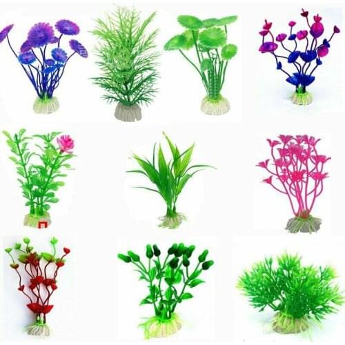 10PCS Mixed Artificial Plastic Plant Aquarium Fish Tank Water Unique Decoration