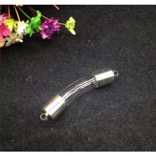 100sets/lot 200 cap glass vials Bending Tube Vial Pendants for Bracelet Pendant fairy Bottle Miniature Wishing Bottle jewelry