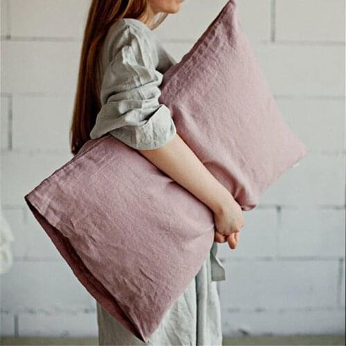 100% Linen French Pure Linens Single Envelope Pillow Cover 50x70cm ENZYME Wash Antibacterial Nature Flax Pillow Case Soft