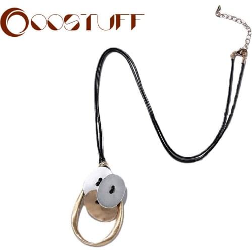 2021 Fashion Button Long Chains Necklace Vintage Decorative Jewelry for Women Koean Unusual Thing Suspension Pendant Accessories