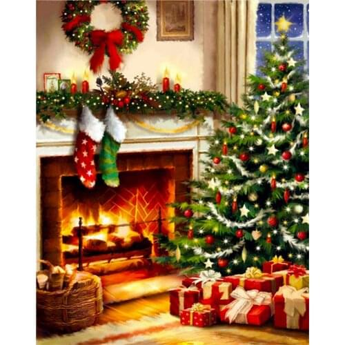 5D DIY Poured Glue Diamond Painting Kits Scalloped Edge Christmas Full Round With AB Drill Wall Art On Canvas Home Decor Gift