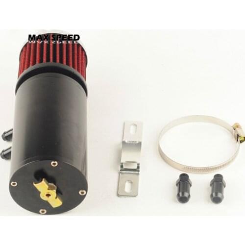 Racing auto motorcycle Aluminium Oil Catch Can Reservoir Tank with filter black mini OCT1118 with outlet 9.5mm and 12.7mm