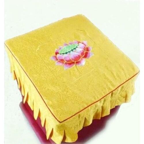 Buddhist Supplies God Bless Prayer Worship Buddha Cushion Cover Solemn Temple Ceremony manual Embroidered Lotus Hassock Cover