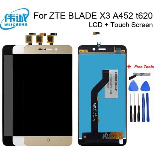 For ZTE BLADE X3 A452 t620 LCD Display And Touch Screen Screen Digitizer Assembly Replacement For ZTE BLADE X3 LCD Phone +Tools