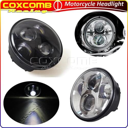 For Harley Softtail Dyna Cafe Racer Cruiser Custom Motorcycle 5-3/4" LED Front Headlight Universal Retro High Low Beam Headlamp