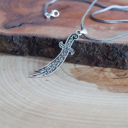 Zulfiqar Figured 925 K Silver Male Necklace