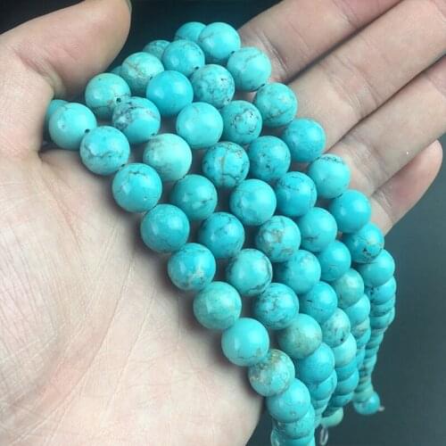 Blue Synthetic Turquoises Beads Round Loose Stone Bead For Jewelry Making DIY Bracelet Necklace Charm 15'' Strands 4/6/8/10/12mm