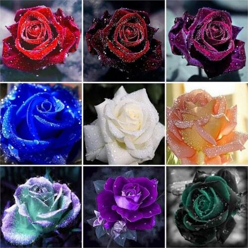 HUACAN 5D DIY Diamond Painting Rose Full Square Drill Needlework Art Diamond Embroidery Flower Diamond Mosaic Home Decoration