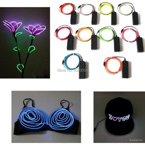 4M Dance Costume Decorative 1.3mm Neon LED lamp Flexible EL Wire Rope Tube Halloween Carnival Light Supplie With 3V Controller