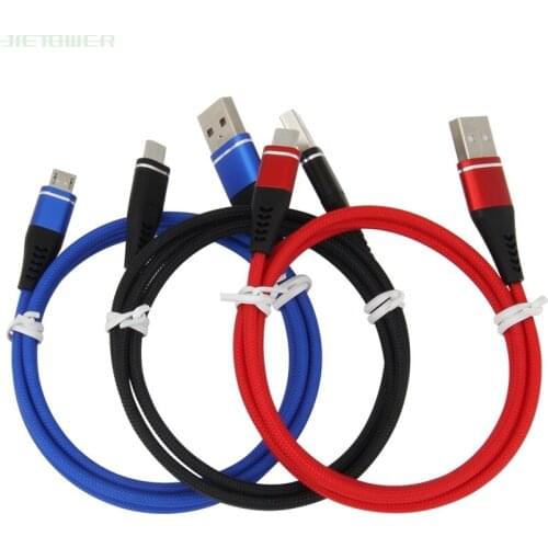 100pcs/lot Micro USB Cable Fast Charging Nylon Braided USB Charger Data Cable for Iphone XS 8 7 Samsung S7 Mobile Phone Cables