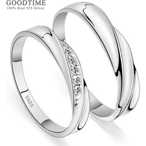 Fashion Ring For Women Men 100% Pure 925 Sterling Silver Rhinestone Jewelry Romantic Wedding Rings For Lovers Couple