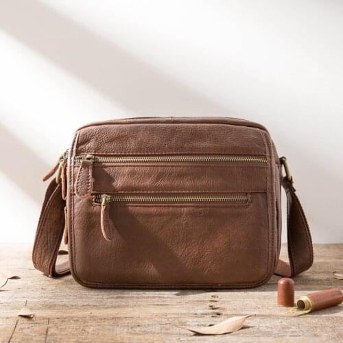 Leather Shoulder Bag Cross Section Men Multifunctional Bag Soft Leather Messenger Bag Mens Casual Header Layer Leather Vintage