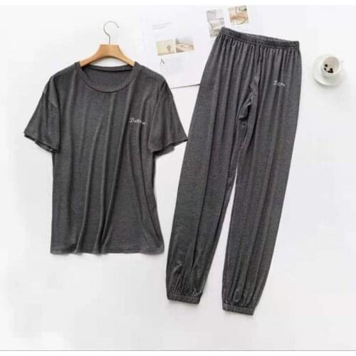 Summer Elegant Female Oversized M-3xl Modal Loose Short Sleeved Trousers Thin Pajamas Set Women Home Clothes Outside Soft