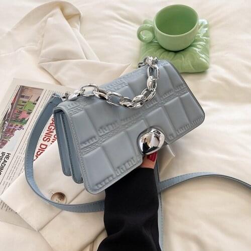 Stone Pattern Small PU Leather Crossbody Bags for Women 2021 Summer Fashion Branded Trendy Luxury Chain Shoulder Handbags