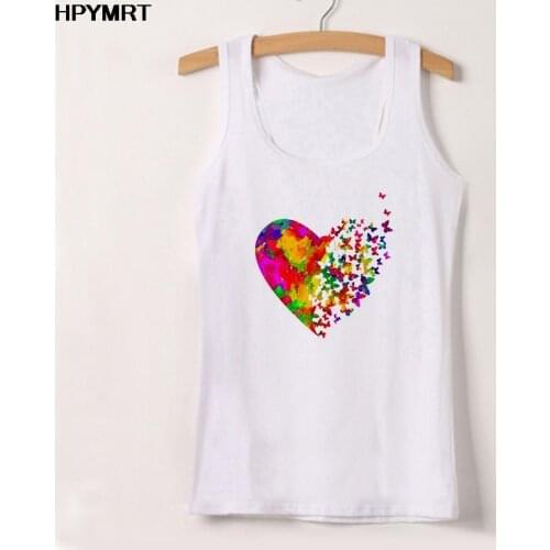 Aesthetic love Print White Vests Female Sexy vest Tank Tops New Summer Harajuku Casual Loose Top Women sleeveless Clothing