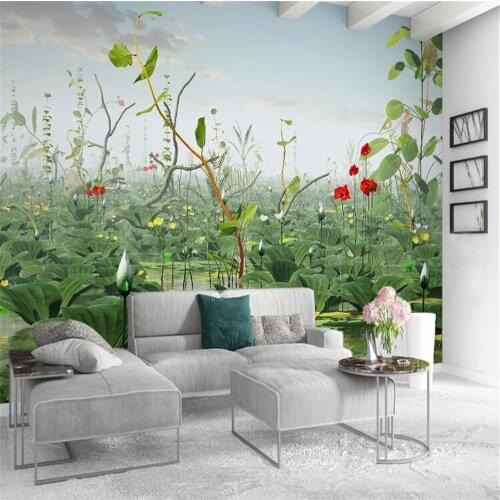 Milofi custom modern minimalist 3d three-dimensional lotus lotus landscape Chinese style background wall