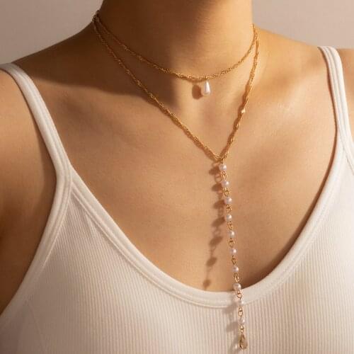 Multilayer Simulated Pearl Choker Necklaces for Women Girl Beads ChainPeadnt Necklace Collier Femme Jewelry Gift
