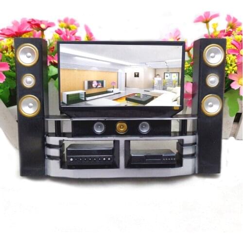 New Arrival Mini 1:6 TV Home Theater Cabinet Set For Doll Clothes Dress Accessories House Furniture For Dollhouse