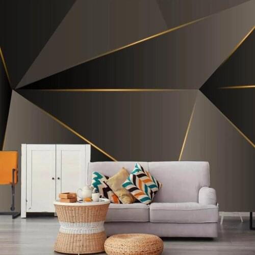 Custom 3D wallpaper mural light luxury modern minimalist retro abstract geometric golden lines background wall decoration painti