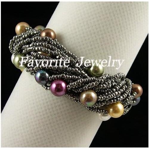 New Arrival Pearl Bracelet 20 Strand 8mm Rainbow Color Mother Of Pearl Wrap Bracelet Handmade Fine Jewelry Perfect Women Gift