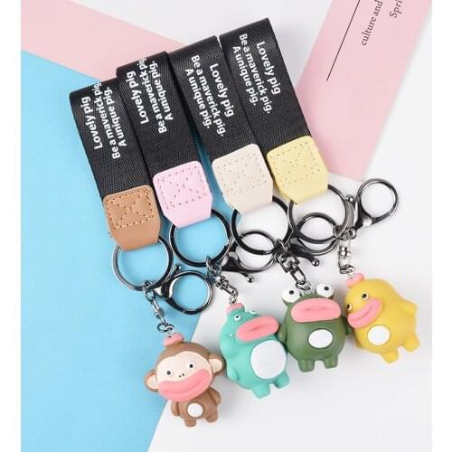 New Cute Big Mouth Pet Keychain Creative Silicone Pendant School Bag Simple Ornament Gift Boutique Decoration Accessories