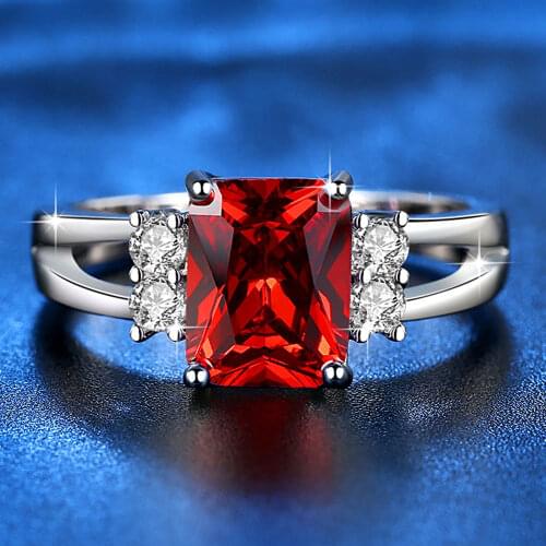 Beiver 5 Colors Exquisite Princess Cut Cubic Zirconia Wedding Ring in White Gold Color Jewelry Best Gifts for Ladies LR0033