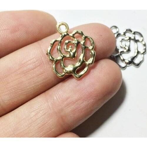 Eruifa 20pcs Zinc alloy Rose Flower Wholesales necklace,earring bracelet jewelry DIY handmade 2 color