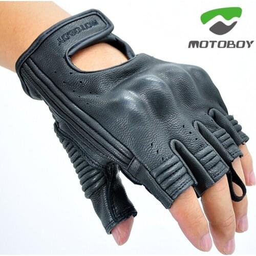 MOTOBOY Moto Motocross Racing Glove Motorcycle Leather Gloves Motorbike Riding Half Finger Summer Gloves Luva Couro Motoqueiro