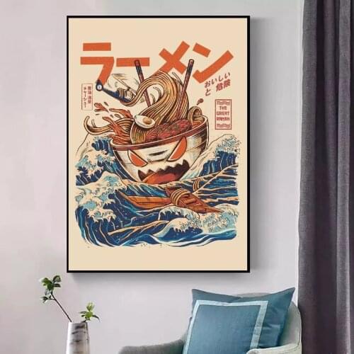 Home Decor Poster THE GREAT RAMEN OFF KANAGA Wall Art Cartoon Canvas Prints Painting Pictures For Living Room Modular Framework