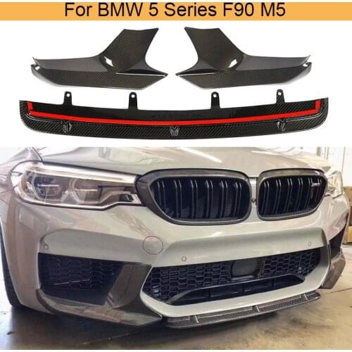 Carbon Fiber Front Bumper Lip Splitters Spoiler For BMW 5 Series F90 M5 2018 - 2020 Front Bumper Lip Chin Splitters Apron Guard