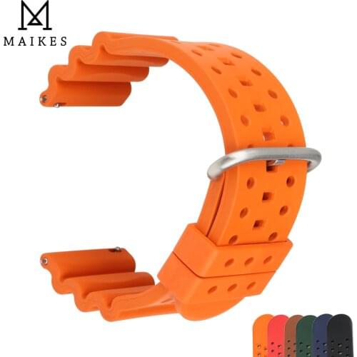 20mm 22mm Soft Fluoro Rubber Watch Strap Belt Diving Waterproof Breathable Sport Band for Seiko Samsung Huawei Watch Wristband