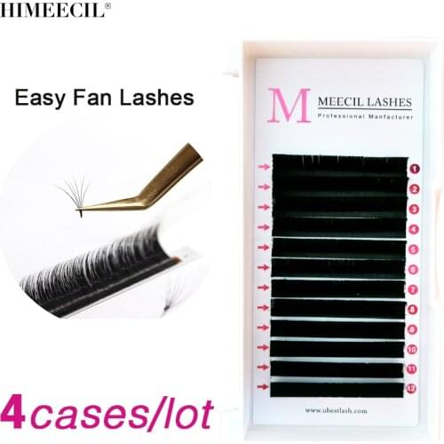 HIMEECIL 4pcs/lot Self fanning Lashes Individual Eyelash Extension Rapid Blooming Eyelashes Self-making Fast Fans Bloom Lashes