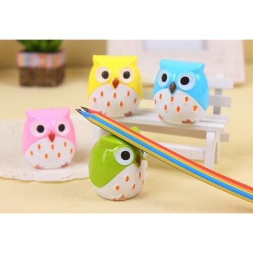 Double Hole Pencil Sharpener Cutter Knife for Students Creative Stationery Cartoon Cute Owl Pencil Sharpener