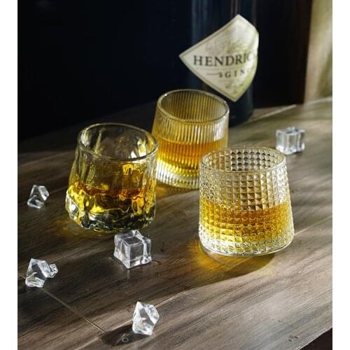 Thickened rotating crystal glass wine glassdrinkware dining whiskey glass creative personality wine beer cup tumbler glass