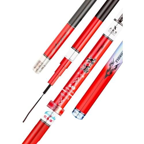 High-end carbon hand fishing rod 4.5m/4.8m/5.4m/5.7m/7.2m ultra light super hard 19tune taiwan integrated fishing pole+Spare Tip
