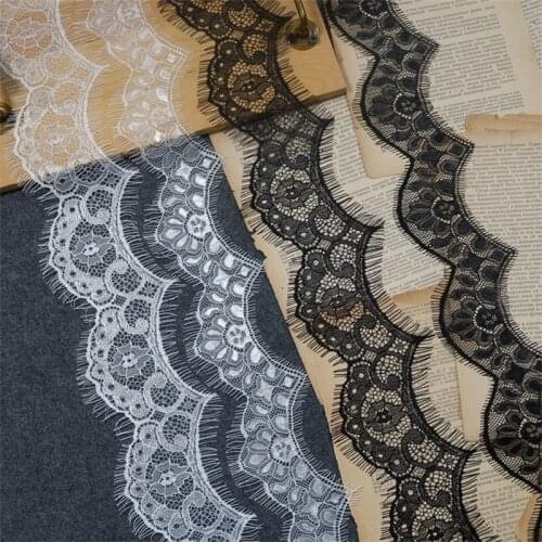 High Quality Eyelash Lace Fabric DIY Decorative Soft Off White Nylon Eyelash Lace Trim Veil Dress Fabric