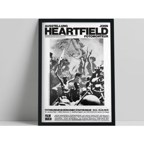 John Heartfield Exhibition Poster, German Visual Artist Wall Art, Heartfield Black White Figure Wall Picture, Vintage Prints Art