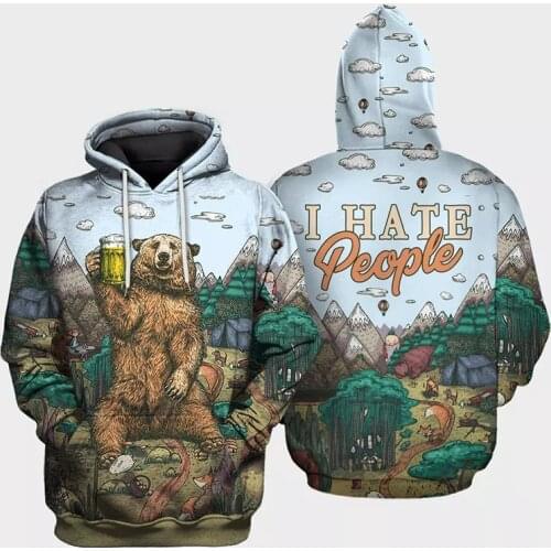 Tessffel Animal Bear Hunting I hate people Love Camping Funny NewFashion 3DPrint Zipper/Hoodies/Sweatshirts/Jacket/Men/Women S20