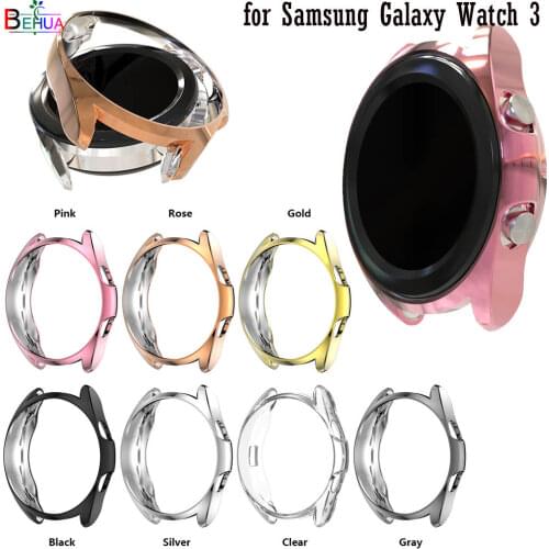 Screen Protection Watch Case for Samsung Galaxy Watch 3 45mm 41MM Soft Ultra-Thin Tpu clear Protector Cover frame Plating color