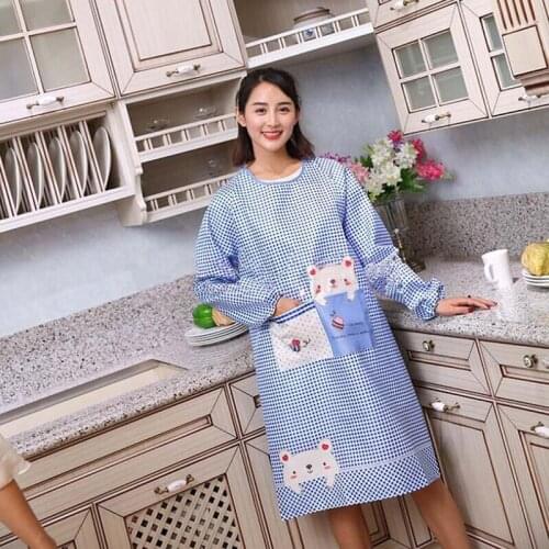 Womens Fashion Zipper Jacket Gowns Overalls Chores Kitchen Waterproof oil-prooflong-sleeved Apron Autumn And Winter