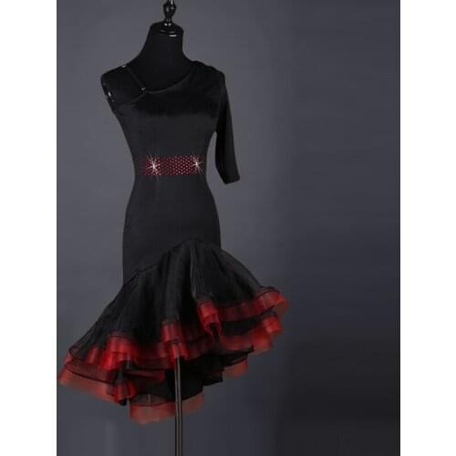 Ladies Latin dance costumes adult high quality Latin dance women Latin Dance Dress Women Girls Black S-XXL Dance Dresses