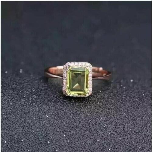 Woman Ring Natural Peridot ring Natural peridot ring 925 sterling silver Wholesale Fine jewelry Gemstone 6*8mm